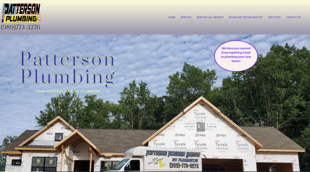 Screenshot of plumbing contractor website